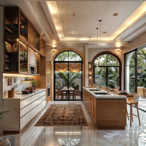طراحی آشپزخانه اوپن در ویلا